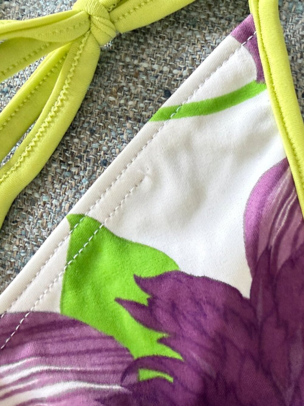 Burberry String Bikini Lime Green and Purple Floral Print Women's Medium - Picture 12 of 13